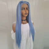 Gaeaspace  -  Blue Wig Long Straight Synthetic Lace Front Wig Glueless Wig Ready to Wear Light Blue Hair Lace Wigs for Women Party Cosplay