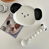 Gaeaspace  - Cute Korean Ceramic Plates Spoon For Food Kawaii Cartoon Dinner Breakfast Cake Dessert Salad Decorative Dishes Kitchen Tableware