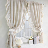 Gaeaspace  -  1 Piece American Retro Linen Color Semi-Sheer Lace Curtain Japanese Cross Texture Drapes For Living Room Bedroom and Kitchen