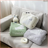 Gaeaspace  -  Modern Simple Half-side Fleece Multifunctional Knitted Blanket Cute Cartoon Rabbit Jacquard Blanket Warm Office Nap Blanket