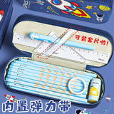 Gaeaspace  -  Cute Double Layer High Capacity Space Pen Bag Classify and Organize Students' Pencil Rulers Cartoon Waterproof Stationery Box