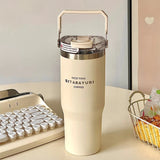 Gaeaspace  -  Large Capacity Insulation Cup Vacuum Thermal Cold Straw Water Bottle Simple Portable Outdoor Double Drink Car Coffee Mug