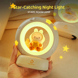 Gaeaspace  -  3Style Moon Night Light Cute Rabbit Cat Panda Lamps Room Bedside Decoration USB Rechargeable Kawii Animal Gift Warm Soft Light