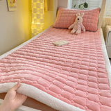 Gaeaspace  -  Dormitory Single Thick Warm Bed Sheet Winter Milk Velvet Mattress Topper Double Bedspread Thin Bed Pad Mattress Cover Tatami Mat