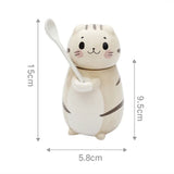 Gaeaspace  -  1pc Cute Cat Ceramics Coffee Mug with Spoon Novelty Gift Drinkware Milk Tea Couple Cup Kitchenware Birthday Gift Home Decoration