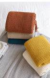 Gaeaspace  -  Inya Mustard Nordic Knitted Throw Blanket Shawl Sofa Blanket Soild with Tassels Scarf Emulation Chunky Bedspread Manta Para Sofá