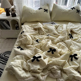 Gaeaspace  -  New Skin Friendly Summer Quilt Water Washed Cotton Bow Towel Embroidered Summer Cool Quilt Air Conditioning Quilt Machine Washed