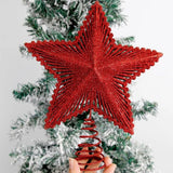 Gaeaspace  -  25cm Red Glitter Christmas Tree Topper Iron Star Christmas Decor For Home Xmas Tree Ornaments Navidad New Year Natal Noel