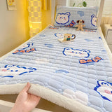 Gaeaspace  -  Dormitory Single Thick Warm Bed Sheet Winter Milk Velvet Mattress Topper Double Bedspread Thin Bed Pad Mattress Cover Tatami Mat