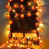 Gaeaspace  -  Halloween Maple Leaf Pumpkin LED String Lights Artificial Autumn Maple Leaves Pumpkin String Light Simulation Leaf String Light