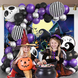 Gaeaspace  -  137PCS Halloween Party Balloon Garland Kit Nightmare Before Christmas Purple Black Balloon With Skull for Halloween Decoration