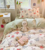 Gaeaspace  -  Cute sweet colorful flower bedding set single double,twin full queen king cotton home textile bed sheet pillow case quilt cover