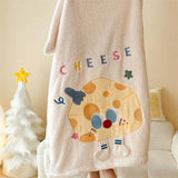 Gaeaspace  -  Ins Cute Burger Pattern Lambskin Blanket All Seasons Universal Shawl Blanket Casual Autumn and Winter Warm Plush Blanket