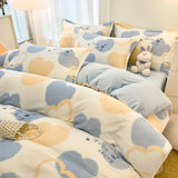 Gaeaspace  -  Winter Warm Plush Duvet Cover Set Queen Bedding Sets Comforter Cover Cartoon Quilt Cover Sheet Pillowcase 4pcs Luxury Bed Linens