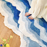 Gaeaspace  -  Special-Shaped Ins Style Wave Pattern Bedroom Bed flocking Foot Mat Living Room Sofa Carpet Thickened Absorbent Non-slip Mat