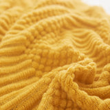 Gaeasapce  -  Textured Throw Blanket Solid Soft for Sofa Couch Decorative Knitted Blanket Mustard Yellow Luxury Home Decor Plaids