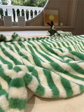 Gaeaspace  -  Modern Simple Striped Rabbit Velvet Blanket Autumn and Winter Thickened Lunch Break Blanket Bedroom Sofa Shawl Blanket