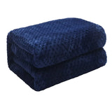 Gaeaspace  -  Premium Flannel Fleece Bed Throw Blanket for Sofa Couch Navy Waffle Textured Soft Fuzzy Blanket Warm Cozy Microfiber