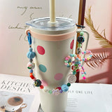 Gaeaspace  -  Cream Pearl Bow Lanyard For Stanley Tumbler Cup Holder Strap Portable Handle Sling For Starbucks 30 40oz Water Cup Accessories