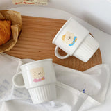 Gaeaspace  -  Ins Korean-style Ceramic Mug Cartoon Bear Breakfast Milk Cup Large Capacity Cute Simple Household Water Cup