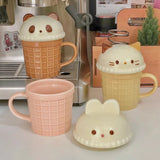 Gaeaspace  -  Cute Animal Coffee Cup Kawaii Cat Bunny Bear Ceramic Mug For Tea Milk Water Juice Mocha Lovers Breakfast Cup Birthday Gift 350ml