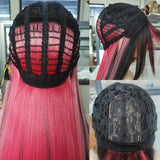 Gaeaspace  -  Pink Highlights Long Straight Lolita Synthetic Wig Double Color Hair Girl Cosplay Daily Use With Bangs