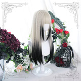 Gaeaspace  -  Wigs Long Wave Wig Ombre Wigs for Women Middle Part Gradient black and white Cosplay Party Hair Daily Use Wig Lolita