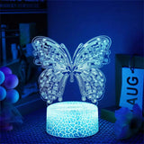 Gaeaspace  -  1pc Butterfly 3D Night Light, 3D Optical Illusion Lamp With Touch, 7-Color Changing Ambient Light For Bedroom