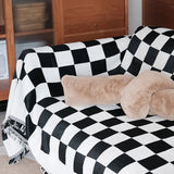 Gaeaspace  -  Retro Checkerboard Chessboard Grid Throw Blanket Tapestry Tassel Two Side Bedspread Outdoor Camp Beach Towels Sofa Chair Cover