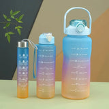 Gaeaspace  -  3pcs Set Gym Bottles with Time Graduated Space Water Cup High Capacity Portable Plastic Cups Outdoor Travel Water Bottle Set