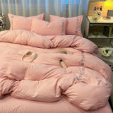 Gaeaspace  -  Bedding Set Light Luxury Washing Cotton Embryos 4pcs Set Of Bed Sheets, Duvet Covers, Double Student Dormitory 3pcs