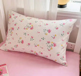 Gaeaspace  -  Cute sweet pink flower bedding set 1.2 1.5 1.8 2.0,twin full queen king cotton home textile bed sheet pillow case duvet cover