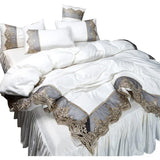 Gaeaspace  -  Princess style big lace side bed on four-piece set washed ice silk silk silk bed skirt white bedspread