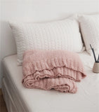 Gaeaspace  -  Knitted Fleece Half Blanket, Nordic Style, Multi-Functional, Home Soft Wear, Soft Sofa Blanket, Monochromatic, Autumn and Winter