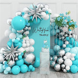 Gaeaspace  -  NEW 1set Blue Silver Balloon Wreath Children's Birthday Party Anniversary Wedding Valentine's Day Arched Balloon Set