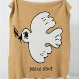 Gaeaspace  -  Nordic Style Class A Half-side Velvet Thickened Bedroom Knitted Blanket Cartoon Peace Dove Pattern Multifunctional Sofa Blanket