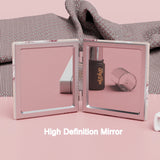 Gaeaspace  -  Mini Folding Makeup Mirror PU Double-Sided Heart Pattern Cosmetic Mirror Portable Handheld Pocket Square High-definition Mirror