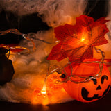 Gaeaspace  -  Artificial Autumn Maple Leaves Pumpkin Garland LED Fairy String Light Christmas Thanksgiving Decoration DIY Halloween Party Home