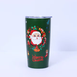 Gaeaspace  -  New Portable Christmas 20oz Car Cup 3d Printed Outdoor Christmas Style Insulated Cup Stainless Steel Double-Layer Coffee Cup Gif