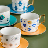 Gaeaspace  -  Blue Eye Ceramic Coffee cup European Fashion Coffee cup Dish Set Home Afternoon Tea Tea Cup tea cups and saucer sets  coffee cup