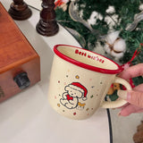 Gaeaspace  -  Kawaii Dog Christmas Mug Gift Coffee Water Cup Cute Ceramic Handmad Milk Tea Water Juice Mocha Lovers Breakfast Cup Gift 300ml