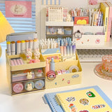 Gaeaspace  -  Multifunctional Kawaii Pen Holder Organizer Desktop Stationery Pencil Storage Box Drawer Desk Cute Ins Multi-layer Storage Box