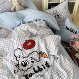 Gaeaspace  -  Cartoon Embroidery Duvet Cover Set No Filler with Flat Sheet Pillowcases Single Double Queen Girls Korean Bedding Sets Textiles