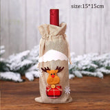 Gaeaspace  -  Christmas Santa Knitted Wine Bottle Case Elk Snowman Red Wine Champagne Bottle Cloth Merry Christmas Decor Happy New Year