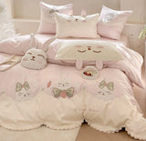 Gaeaspace  -  Cute cartoon rabbit bedding set 1.5 1.8 2.0,full queen king kawaii bunny cotton home textile bed sheet pillow case quilt cover