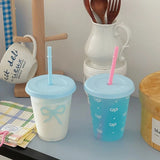 Gaeaspace  -  Kawaii Water Cup With Lid Straw For Girls Coffee Milk Tea Reusable Plastic Cold Drink Cup Large Capacity Water Bottle BPA Free