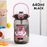 Gaeaspace  -  640ML Cute Cartoon Water Bottle With Handle Dinosaur Kids Plastic Cup Portable Kettle For Outdoor Children Water Cups BPA Free