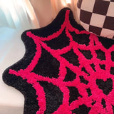 Gaeaspace  -  Black Pink Tufted Living Room Carpet Soft Fluffy Spider Web Mat Bedroom Rug Floor Anti Slip Pad Aesthetic Home Nursery Decor