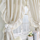 Gaeaspace  -  1 Piece American Retro Linen Color Semi-Sheer Lace Curtain Japanese Cross Texture Drapes For Living Room Bedroom and Kitchen