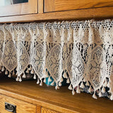 Gaeaspace  -  American country crochet cotton half curtain head rod curtain lintel cupboard curtain coffee curtain kitchen short curtain